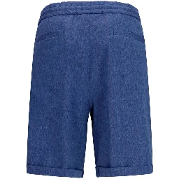 Blue Linen Bermuda Shorts