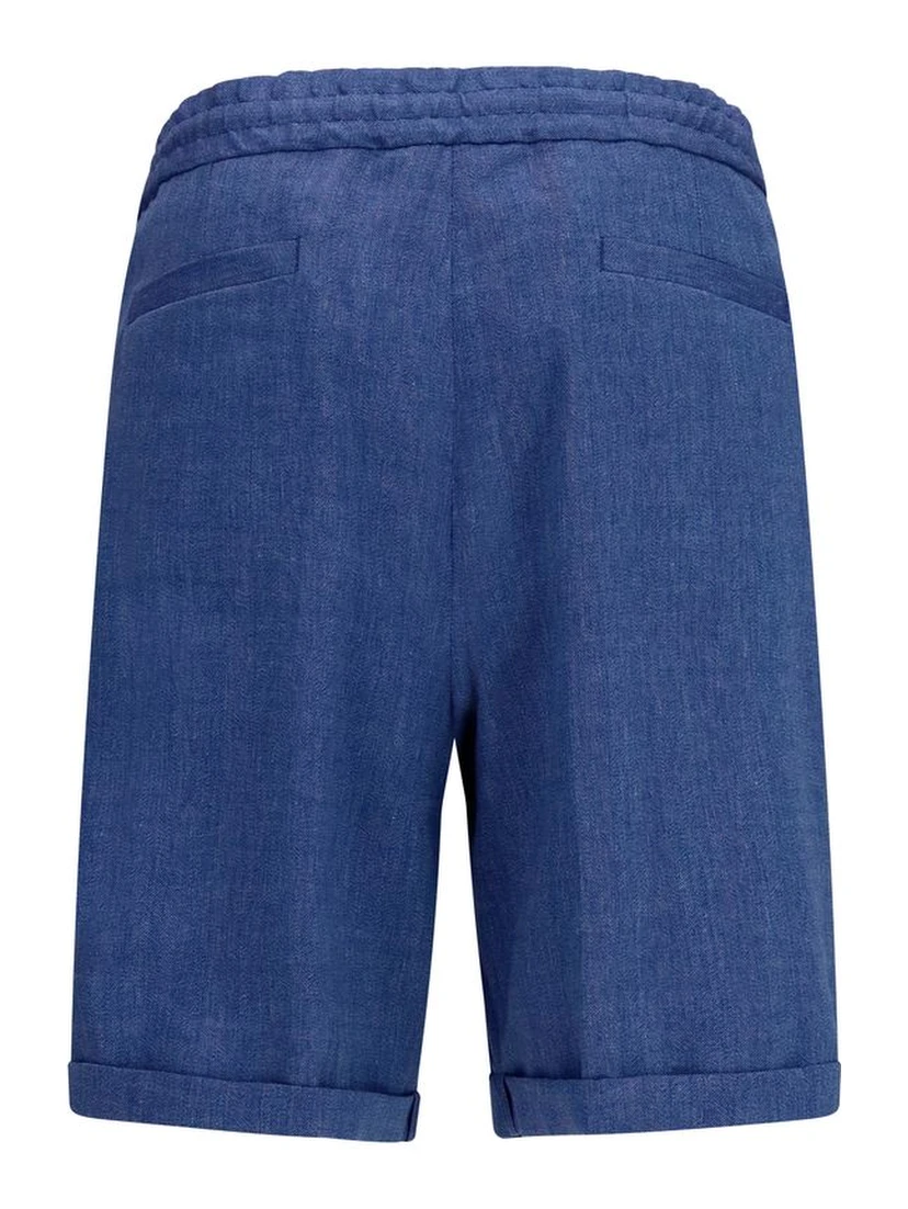 Blue Linen Bermuda Shorts