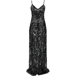 Black Polyester Long Dress