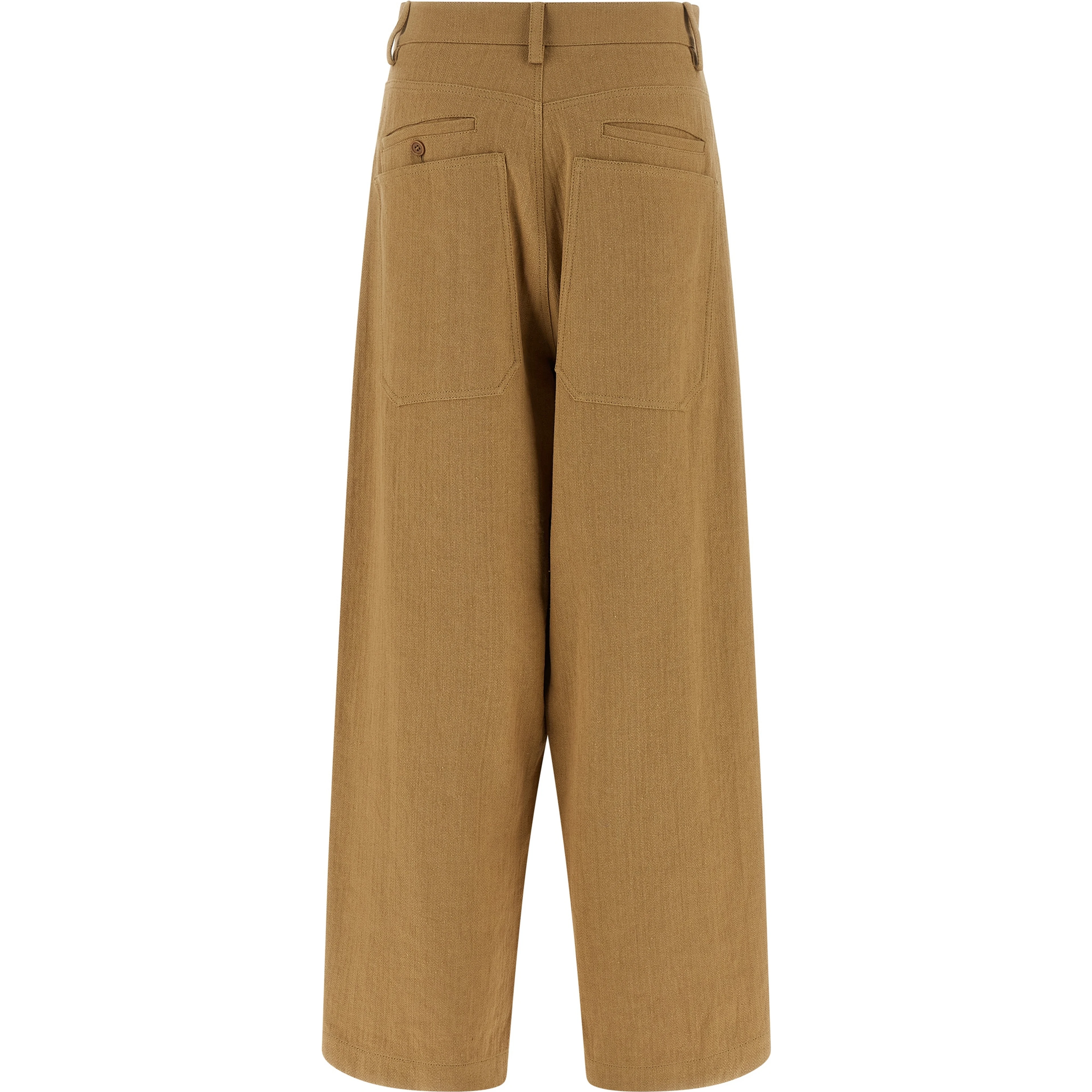 Beige Cotton Casual Pants