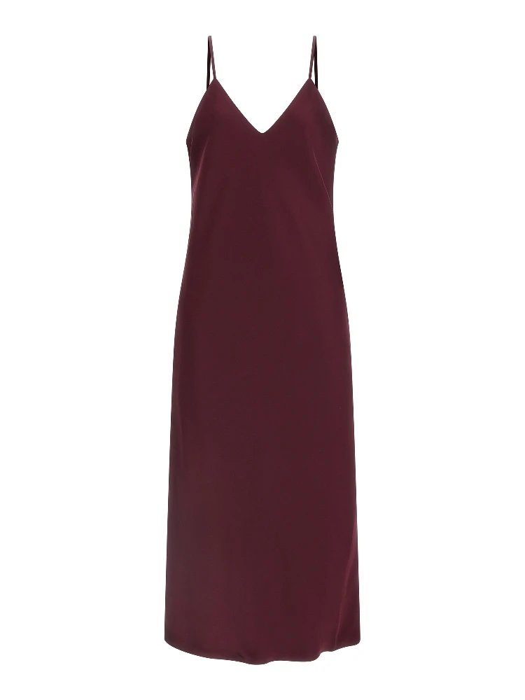 Bordeaux Polyester Midi Dress