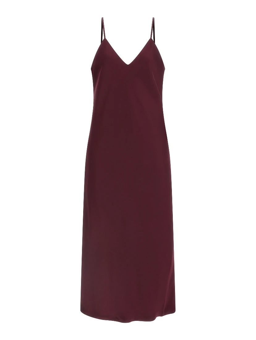 Bordeaux Polyester Midi Dress