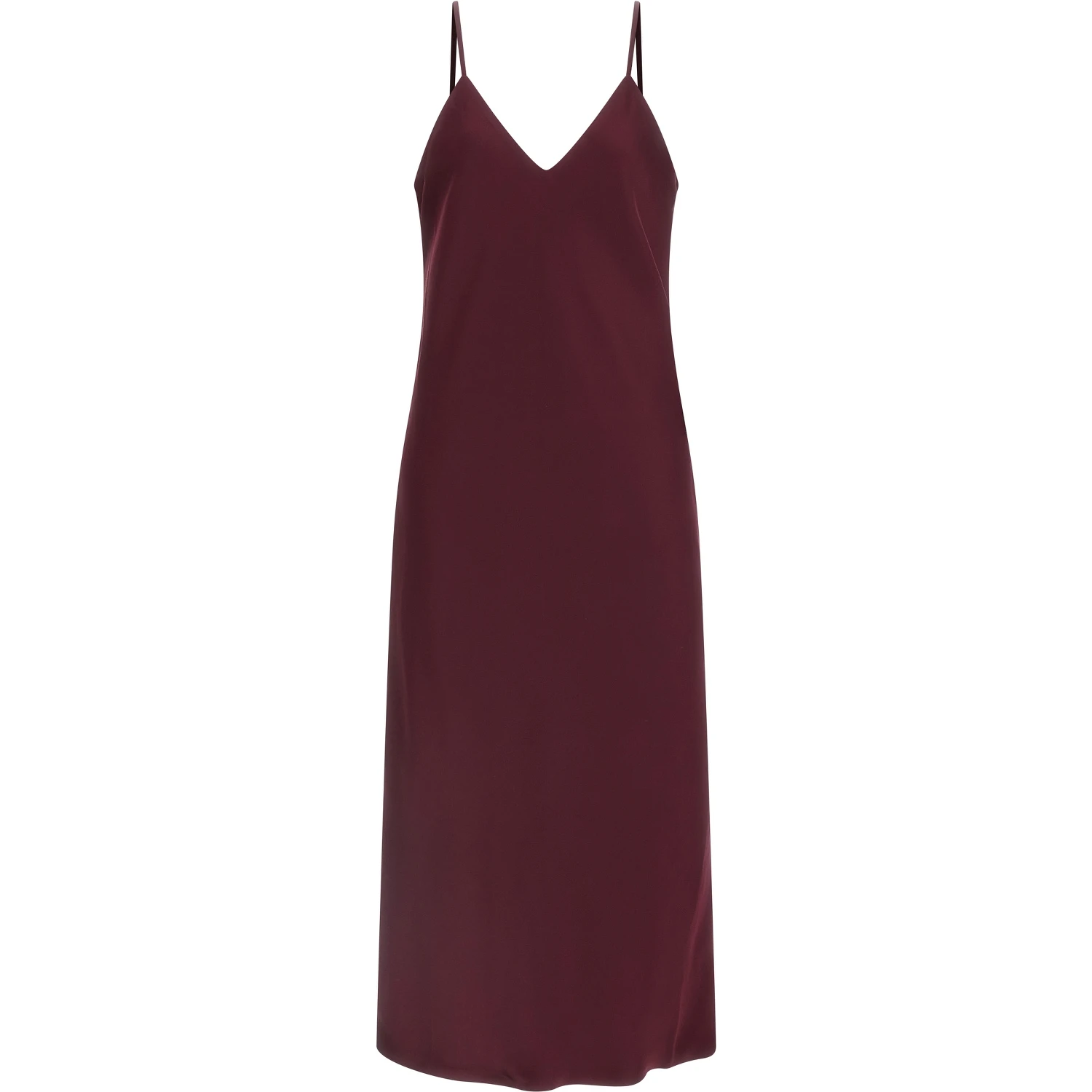 Bordeaux Polyester Midi Dress