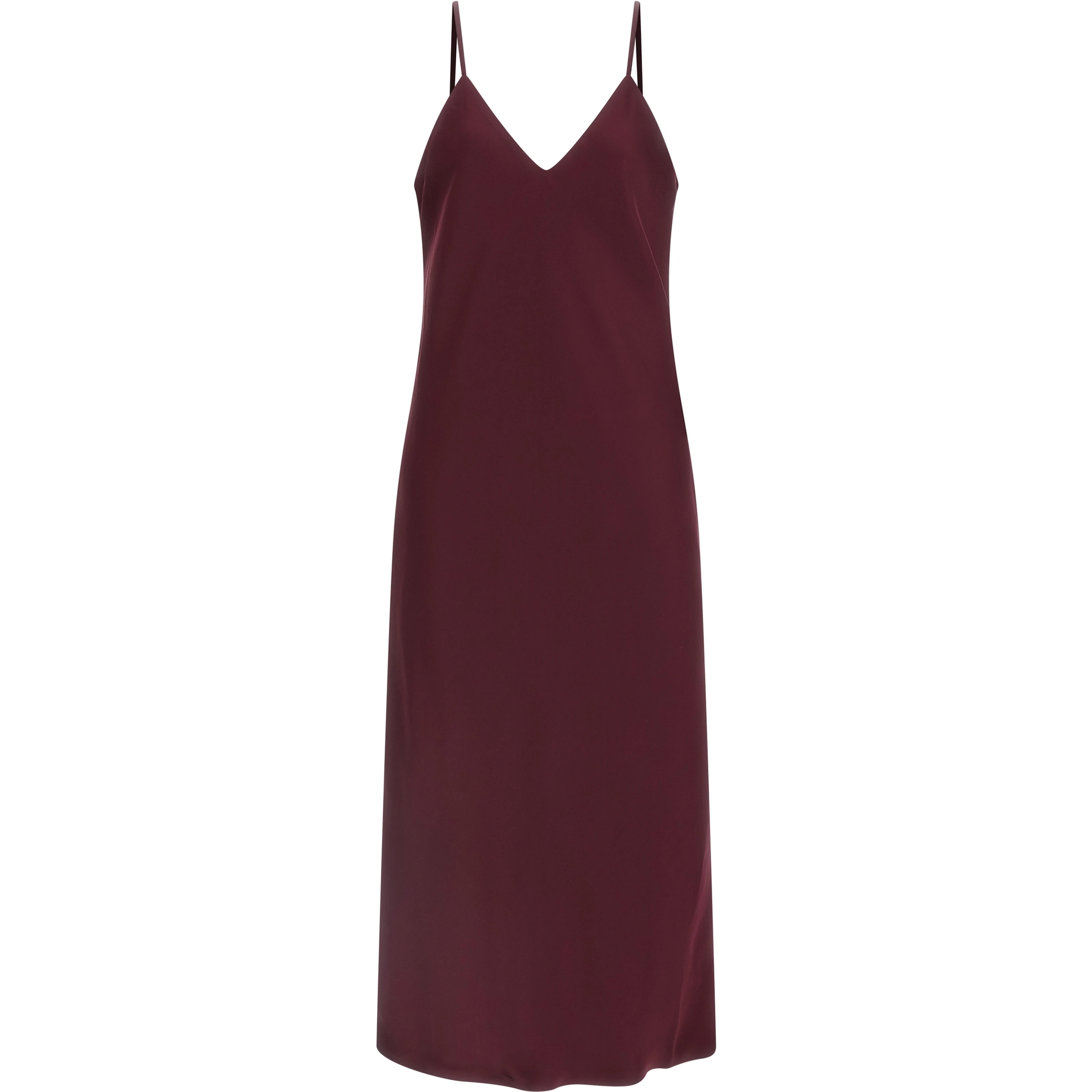 Bordeaux Polyester Midi Dress