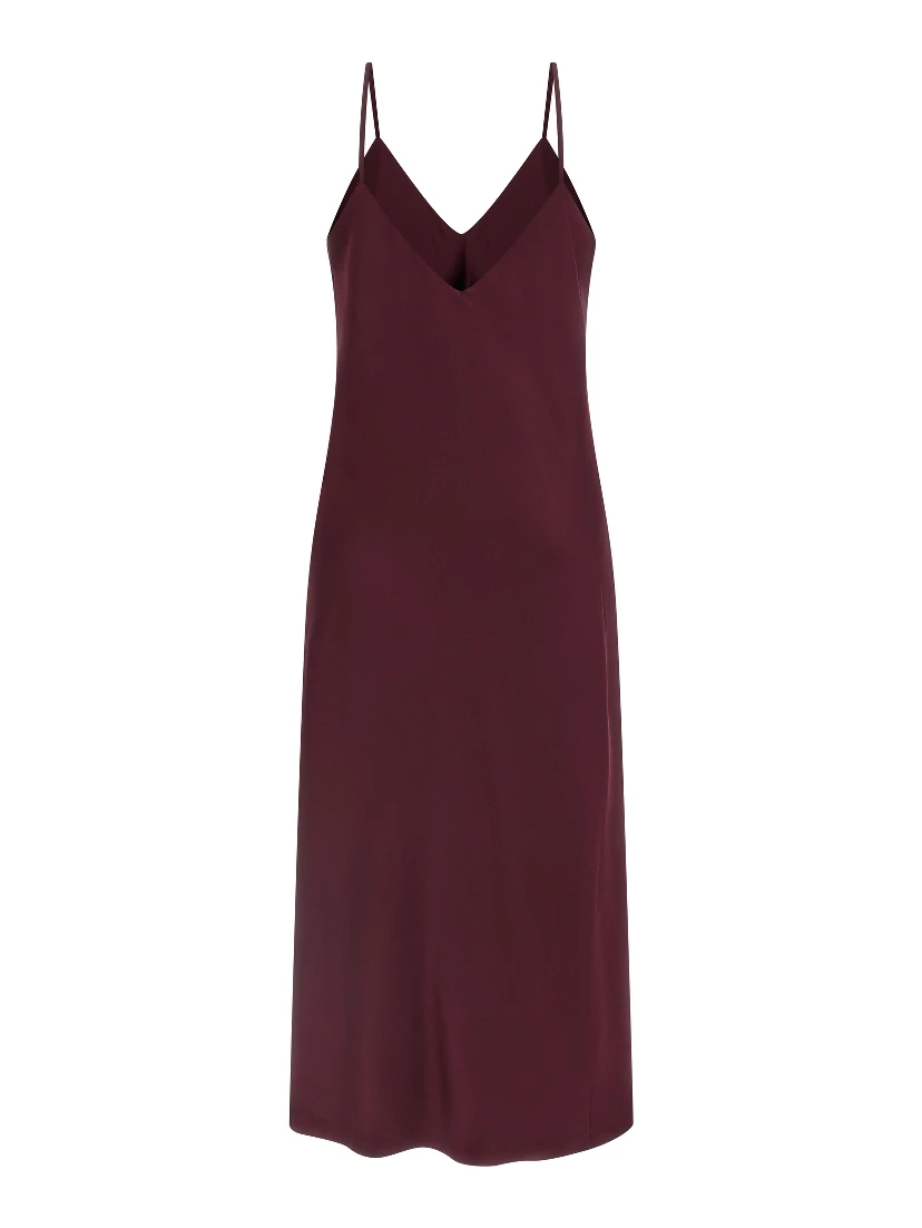 Bordeaux Polyester Midi Dress