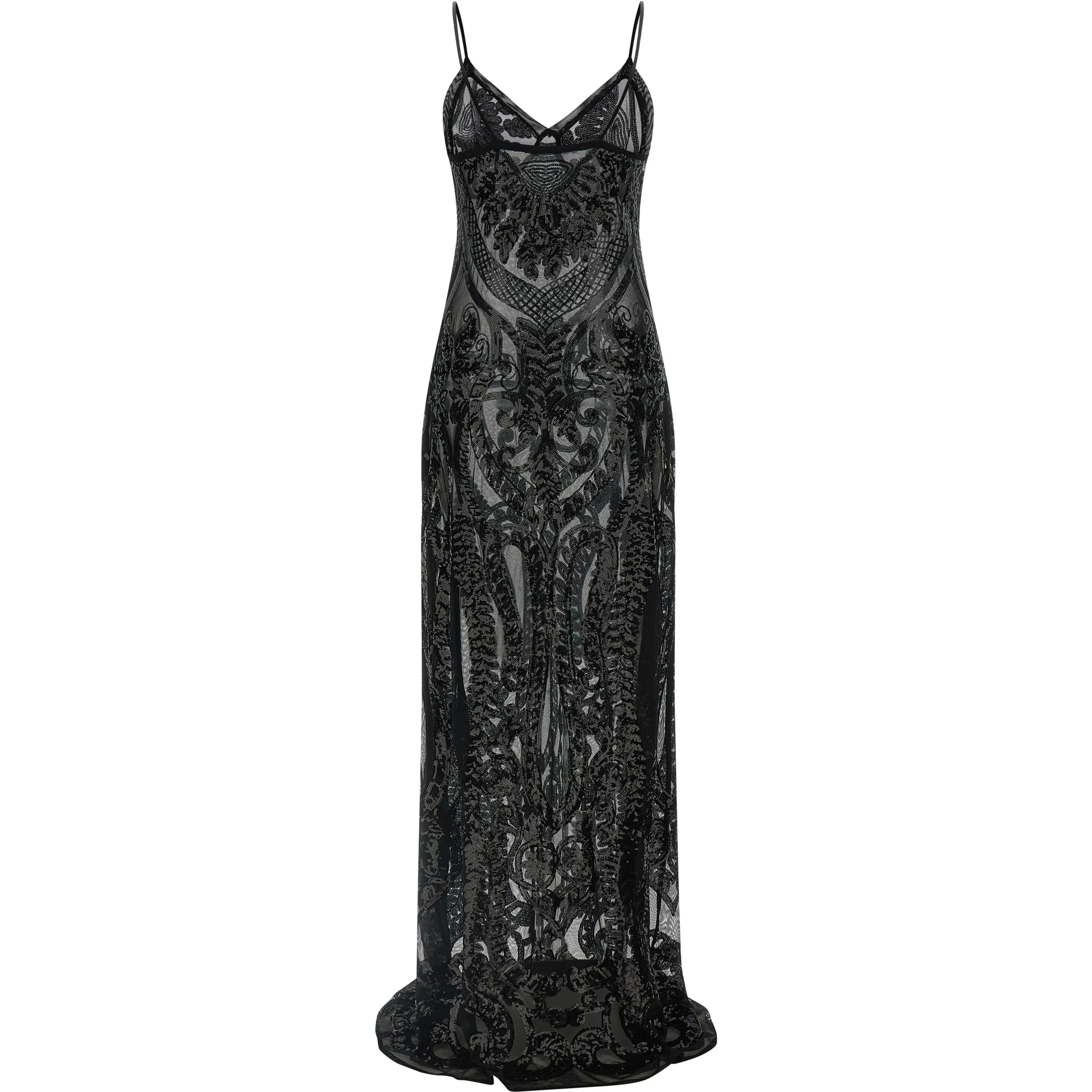 Black Polyester Long Dress