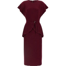 Bordeaux Polyester Midi Dress