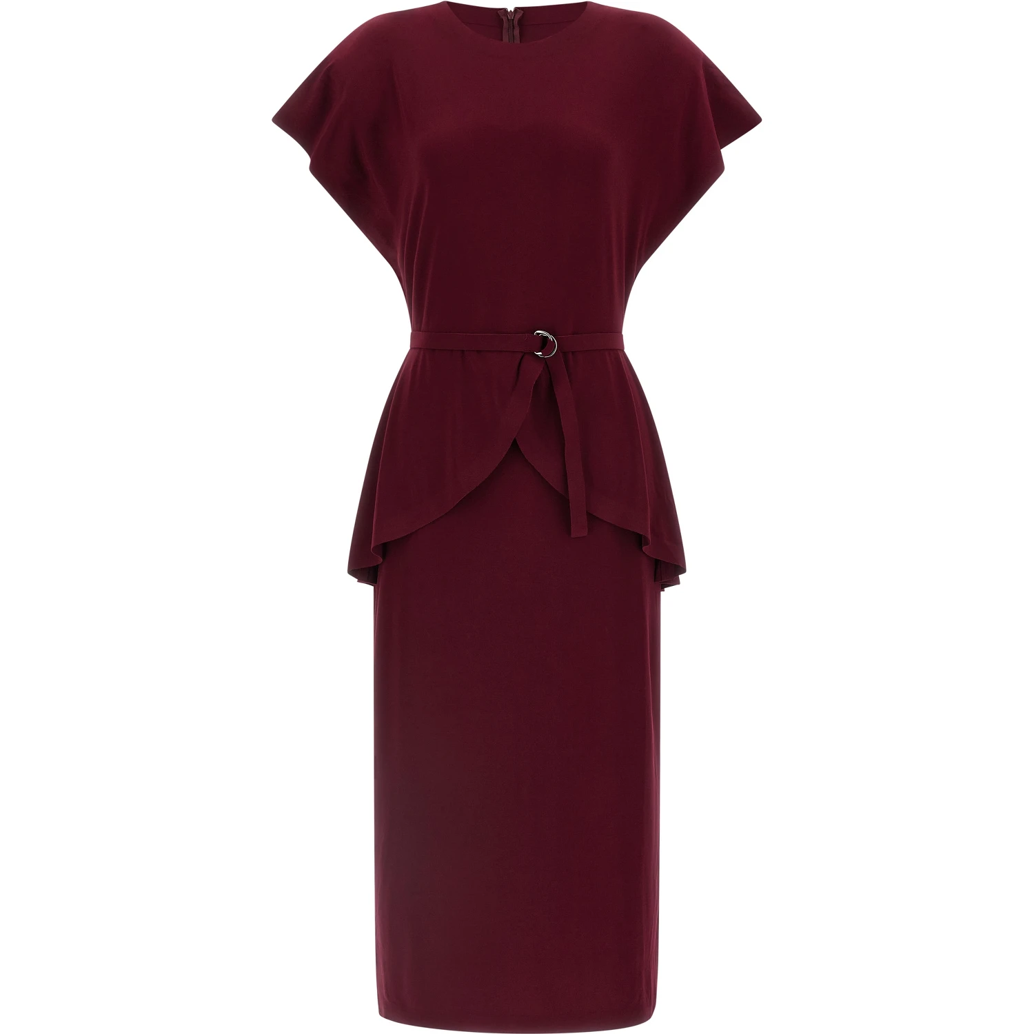 Bordeaux Polyester Midi Dress