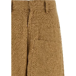 Beige Cotton Casual Pants