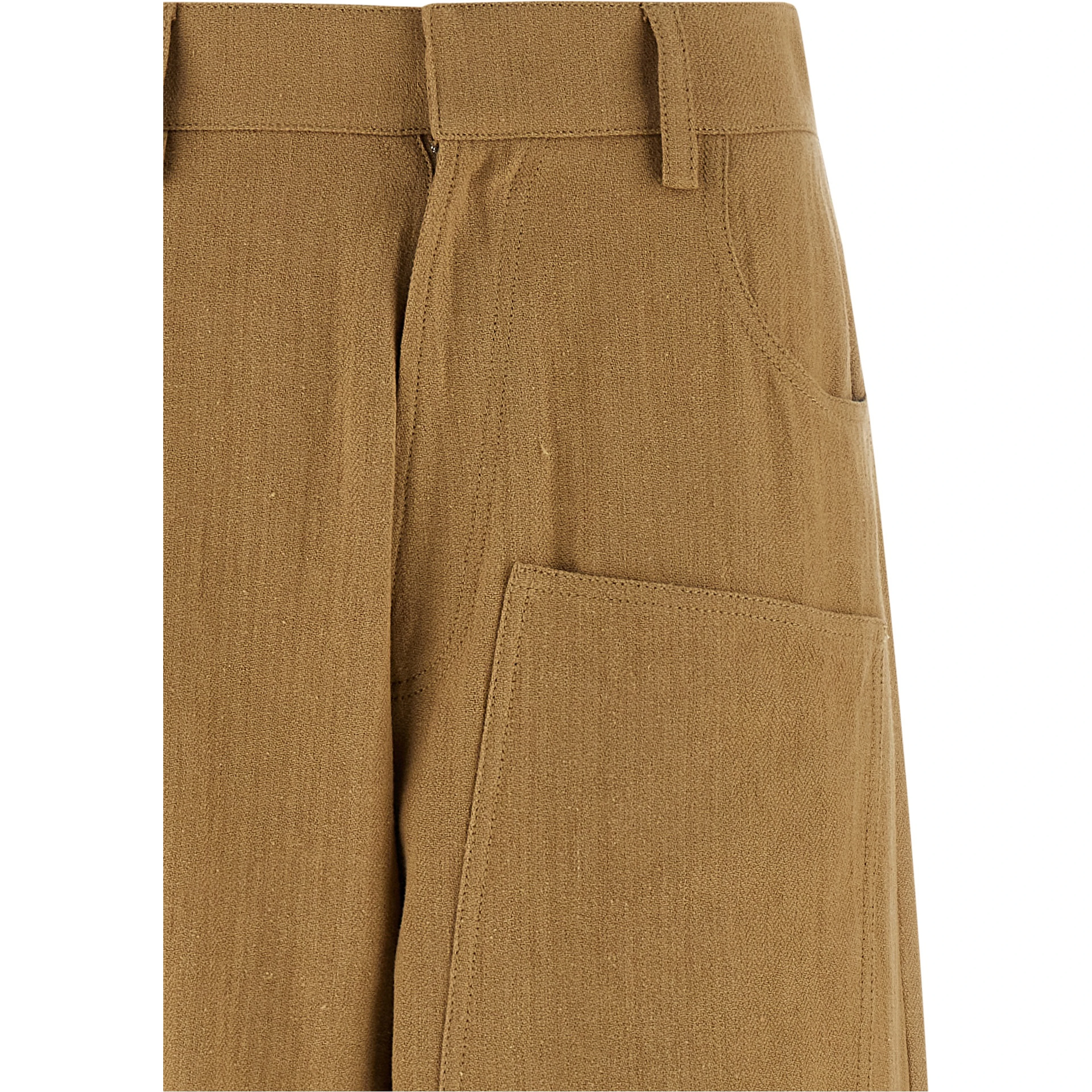 Beige Cotton Casual Pants