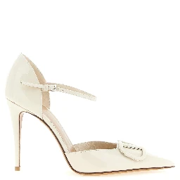White Calfskin High Heel Pumps
