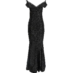 Black Polyester Long Dress