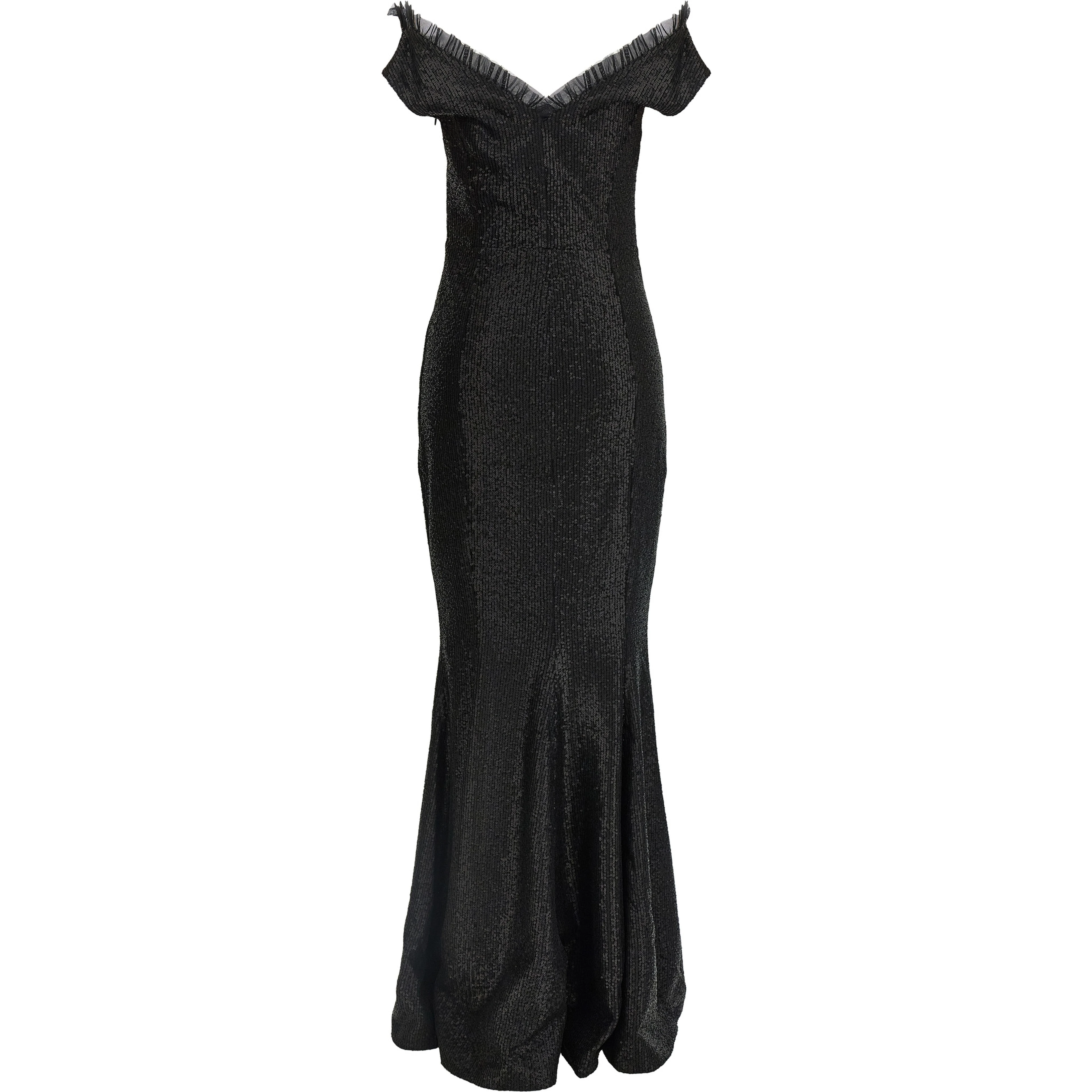 Black Polyester Long Dress