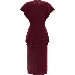 Bordeaux Polyester Midi Dress