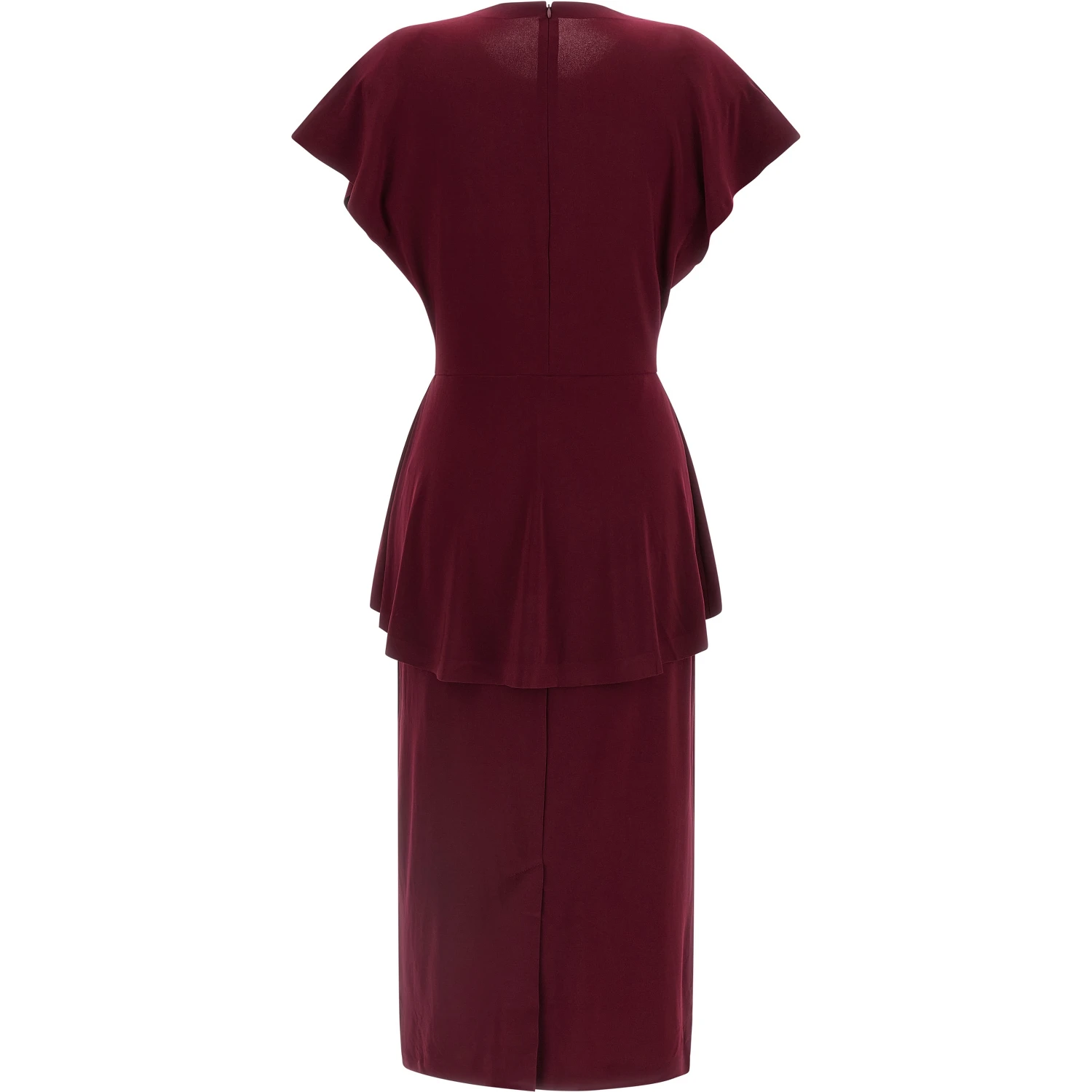 Bordeaux Polyester Midi Dress