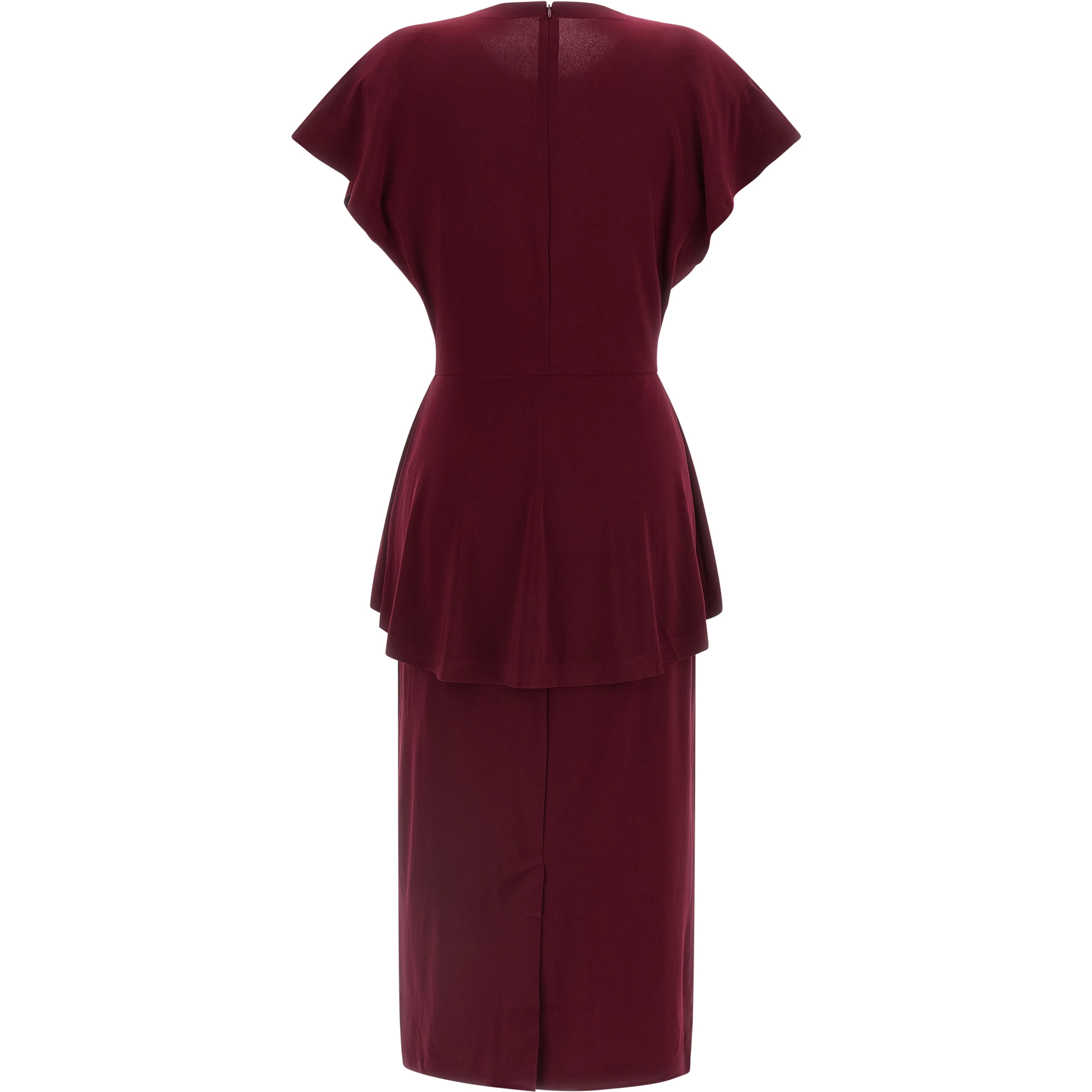 Bordeaux Polyester Midi Dress