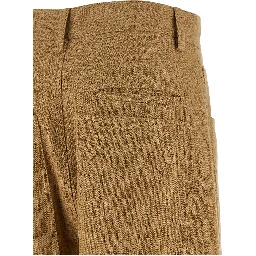 Beige Cotton Casual Pants