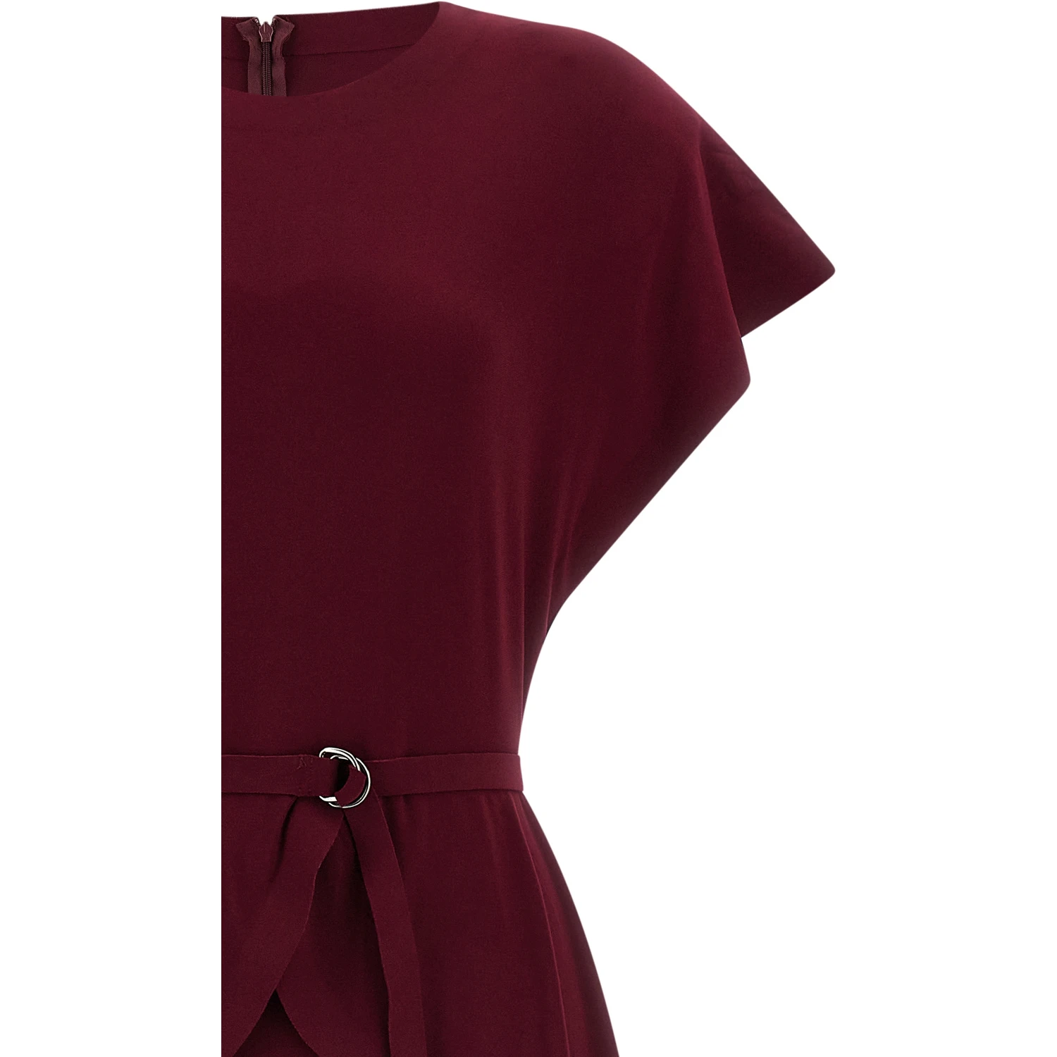 Bordeaux Polyester Midi Dress