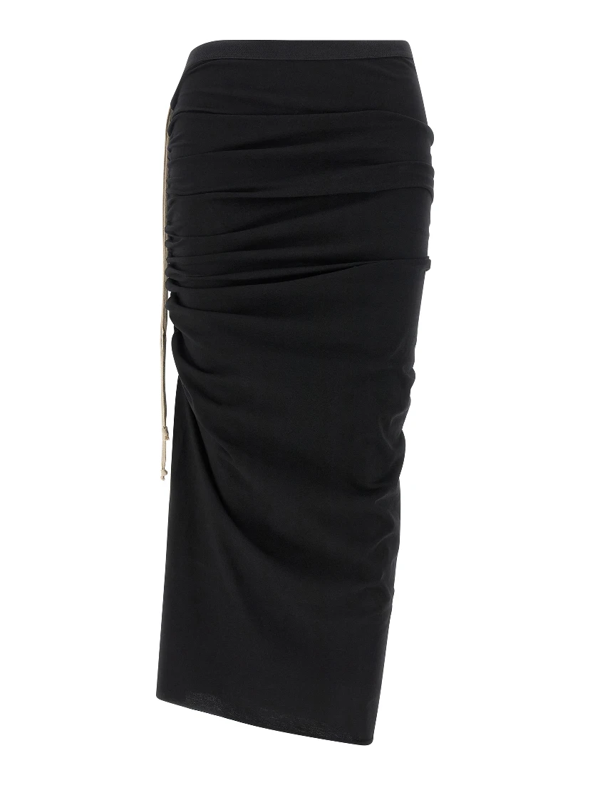 Black Cotton Midi Skirt