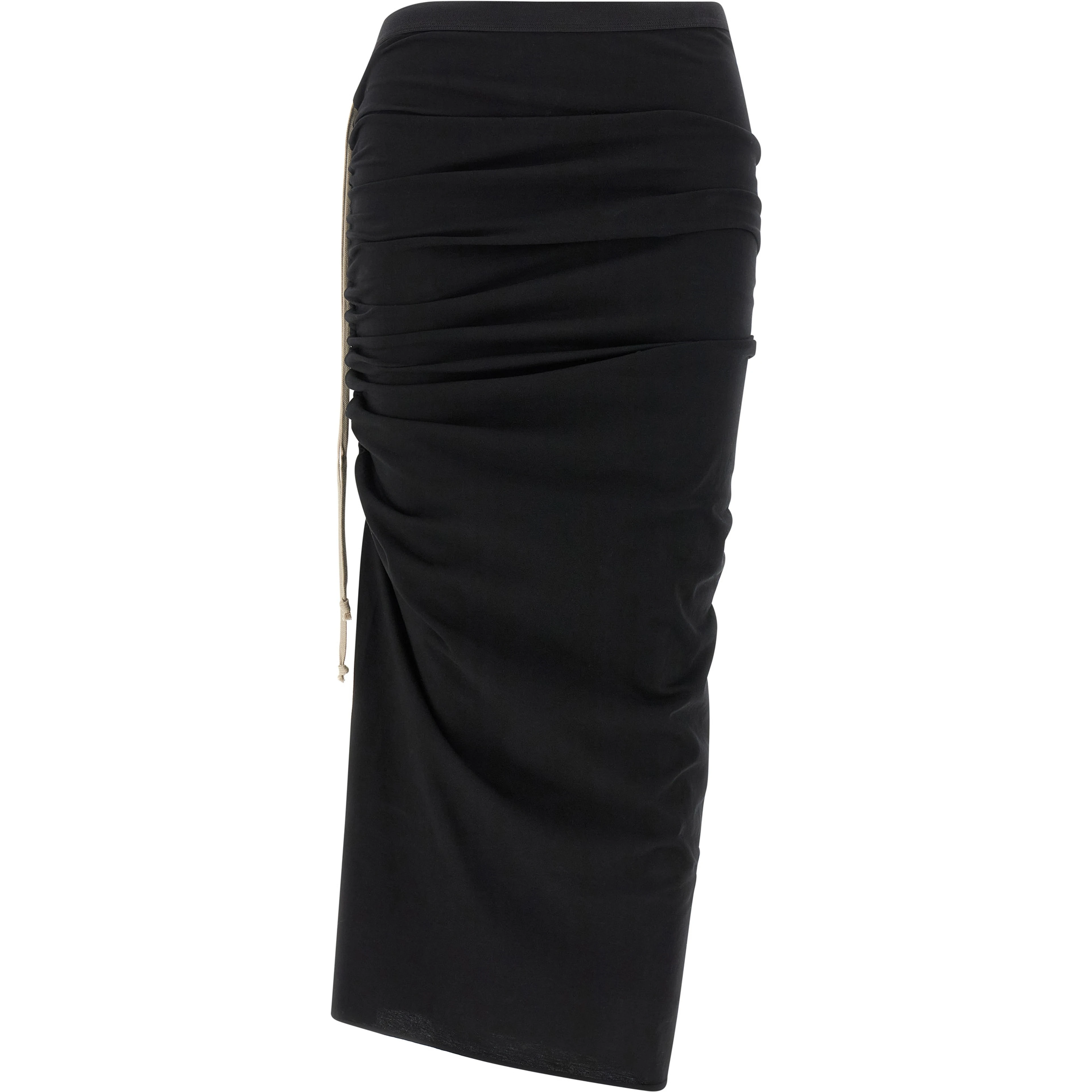Black Cotton Midi Skirt