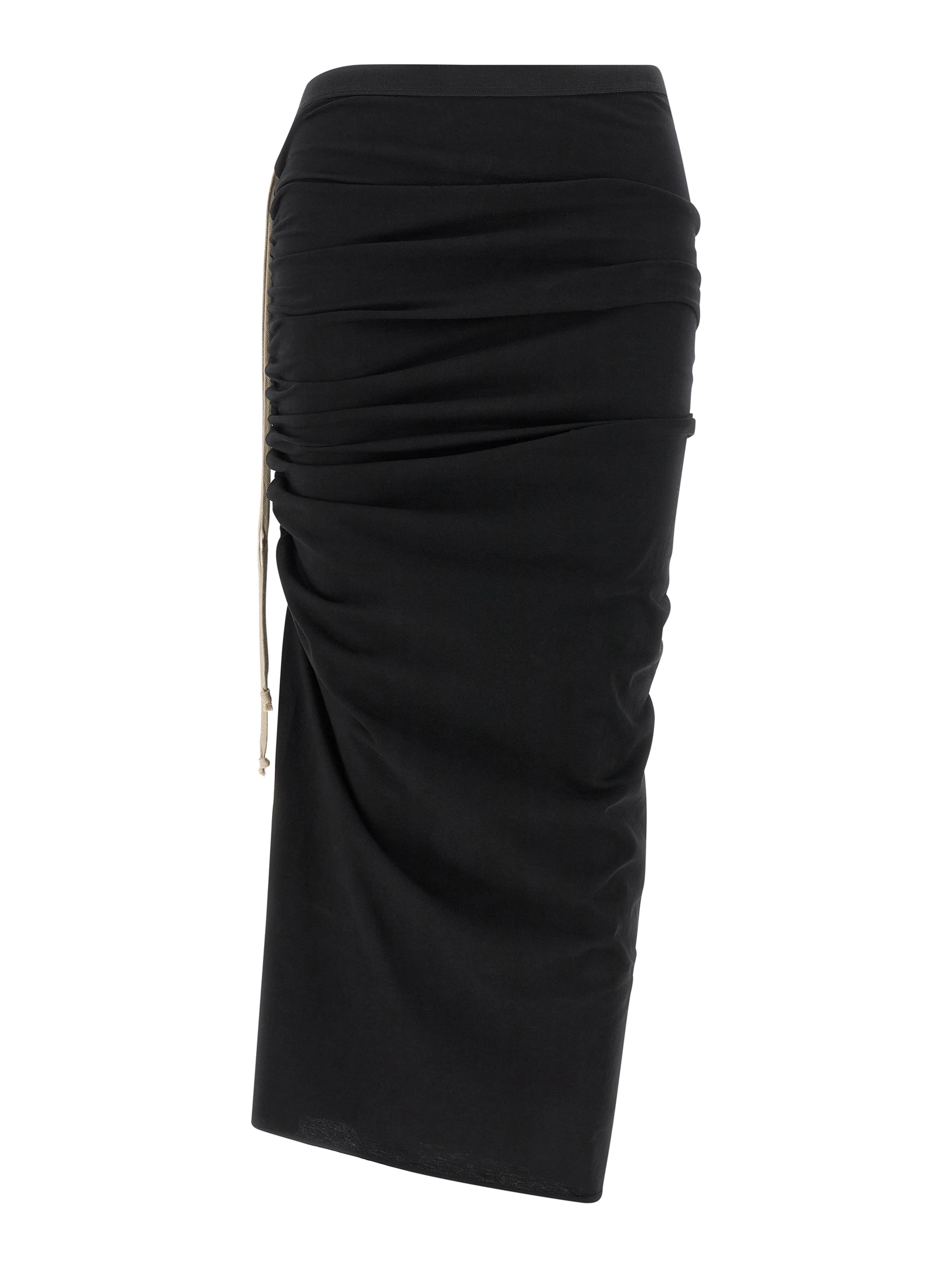 Black Cotton Midi Skirt