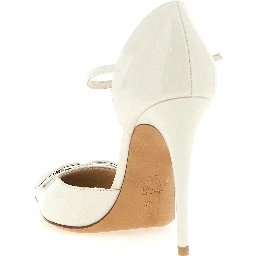 White Calfskin High Heel Pumps