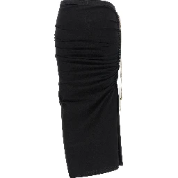 Black Cotton Midi Skirt