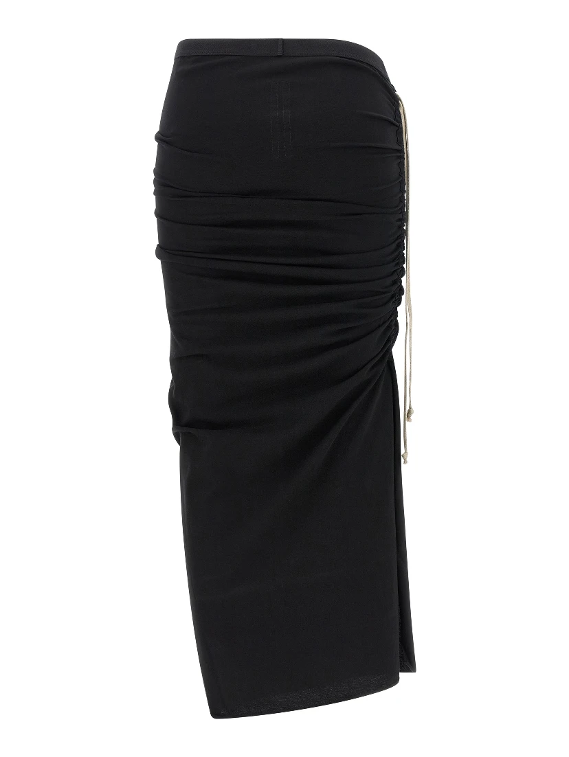 Black Cotton Midi Skirt
