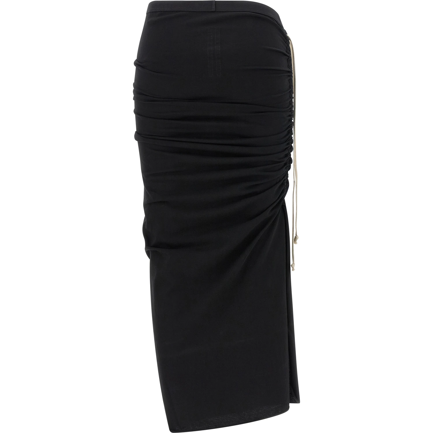 Black Cotton Midi Skirt