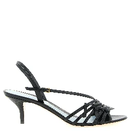 Black Calfskin Stiletto Heel Sandals