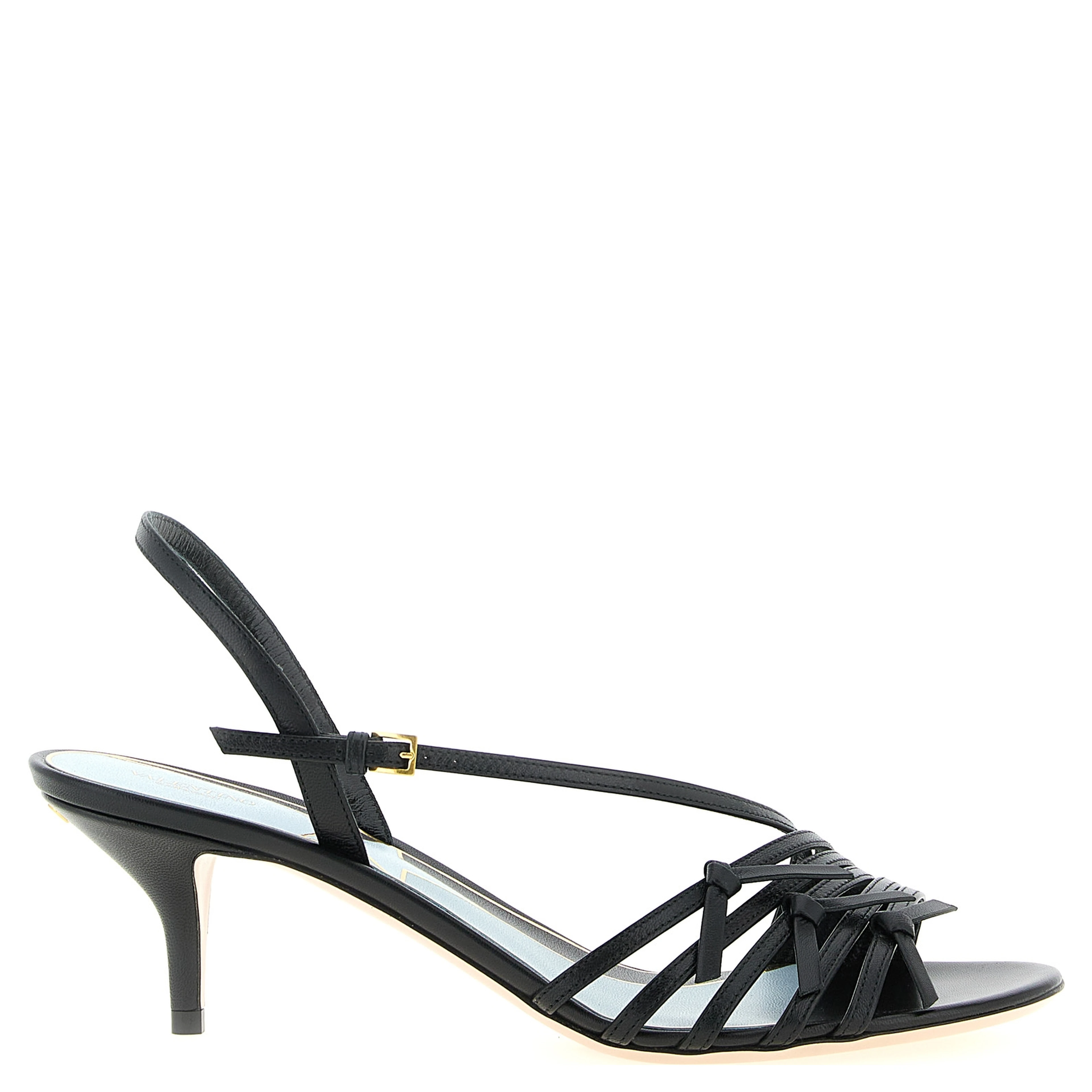 Black Calfskin Stiletto Heel Sandals