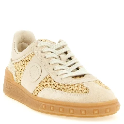 Beige Calfskin Low Top Sneakers