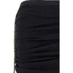 Black Cotton Midi Skirt