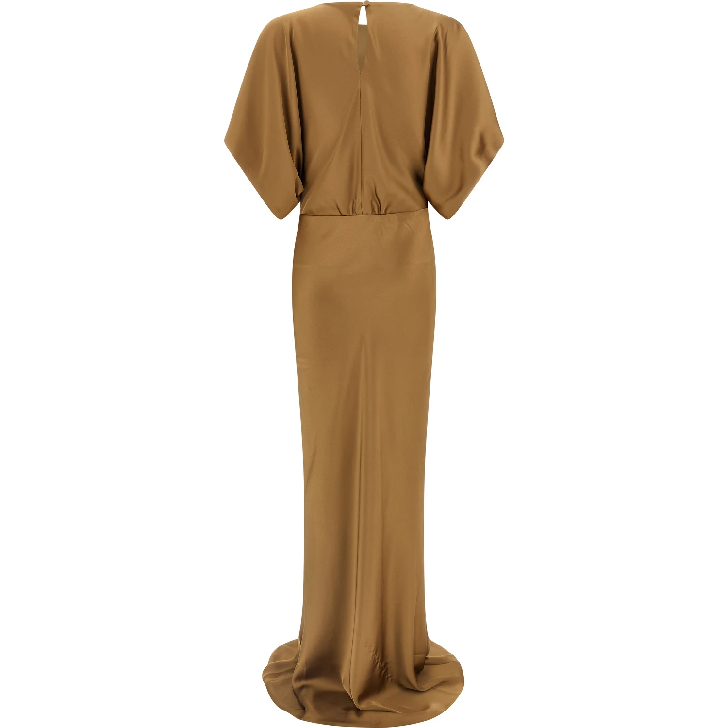 Beige Polyester Long Dress