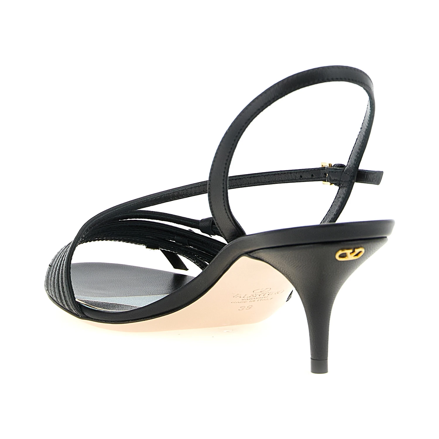 Black Calfskin Stiletto Heel Sandals