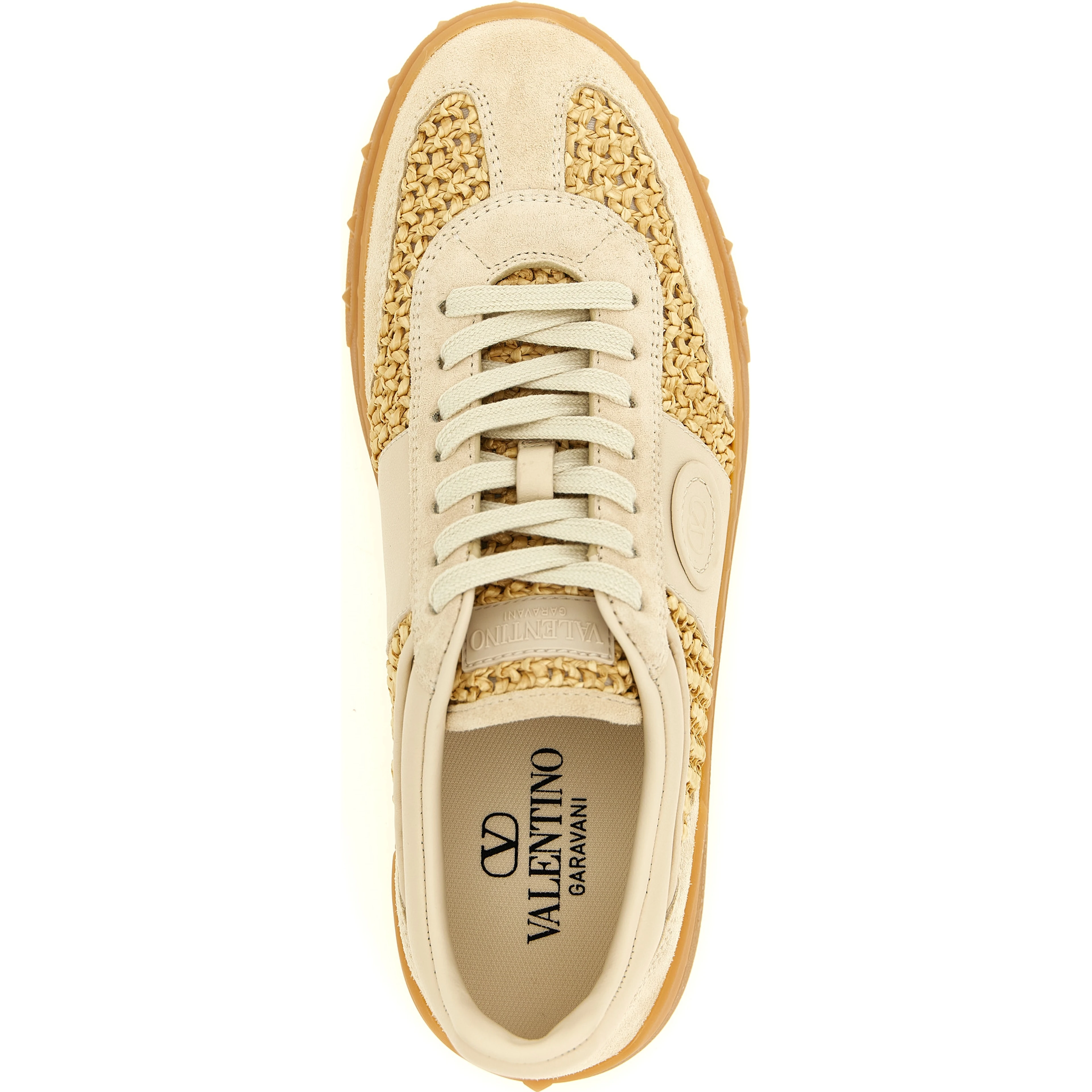 Beige Calfskin Low Top Sneakers