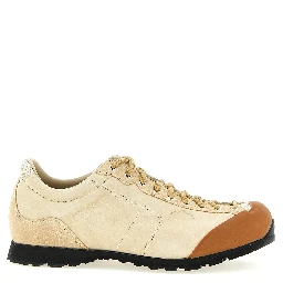 Beige Leather Athletic Sneakers