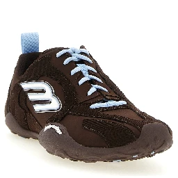 Brown Polyester Athletic Sneakers