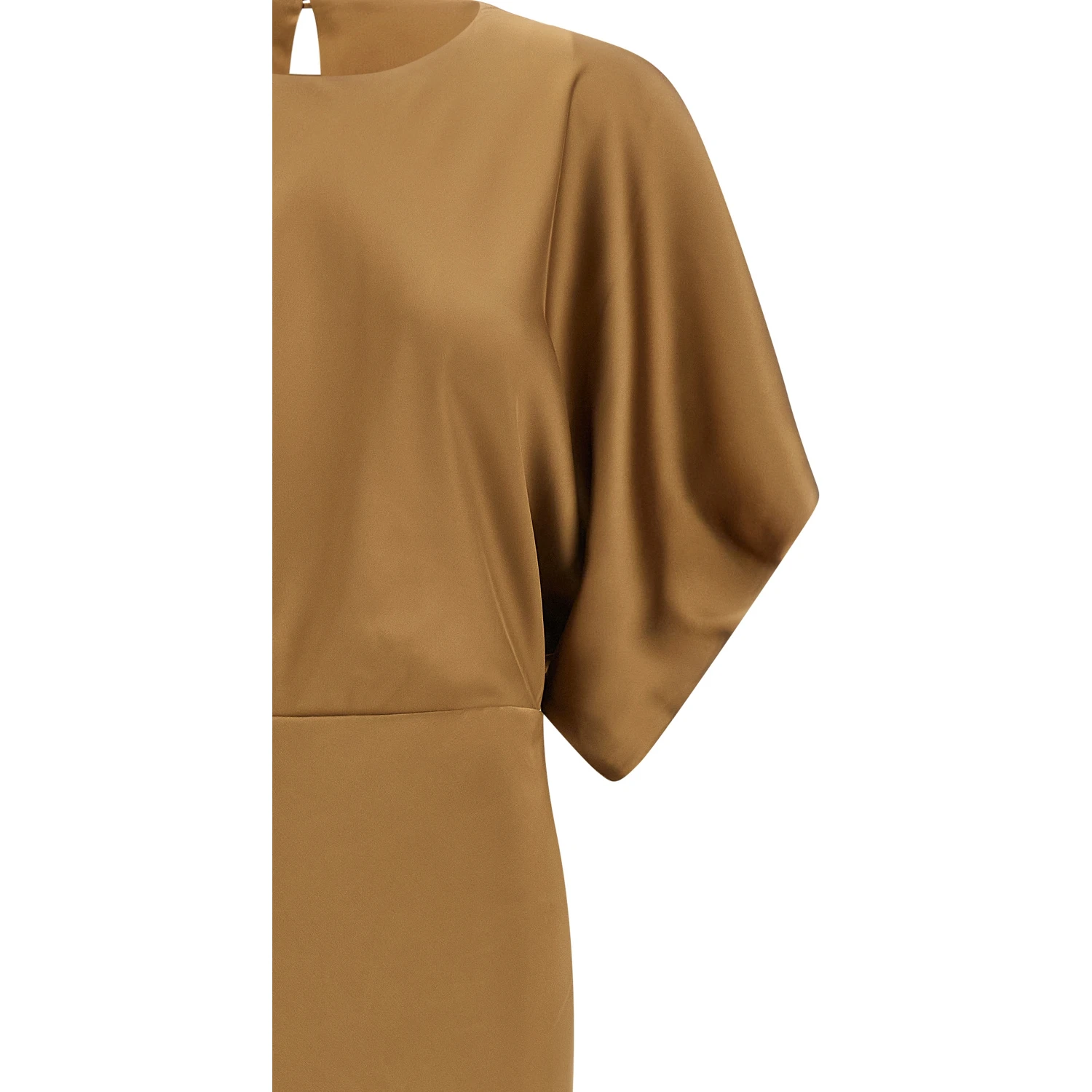 Beige Polyester Long Dress