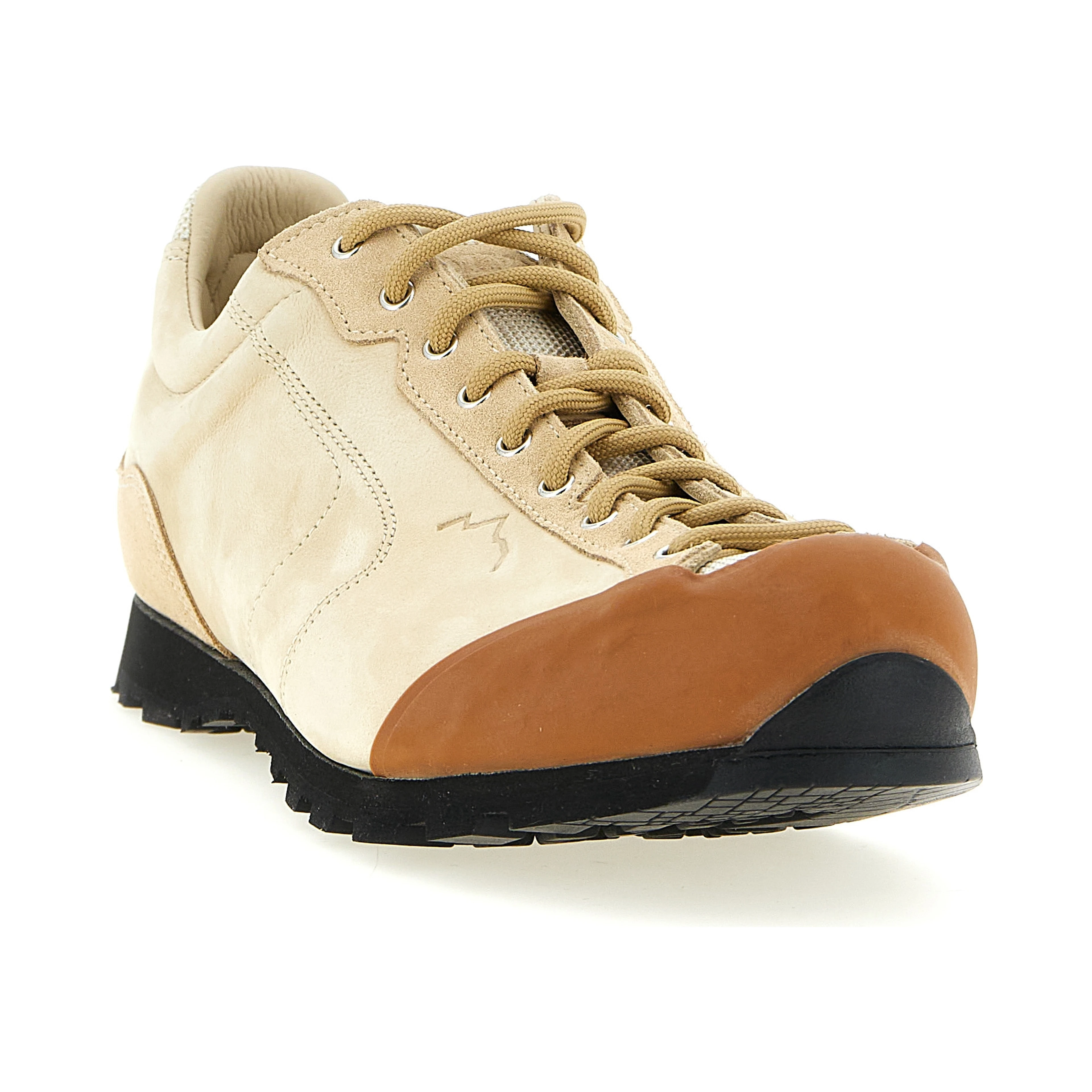 Beige Leather Athletic Sneakers