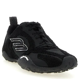 Black Polyester Athletic Sneakers