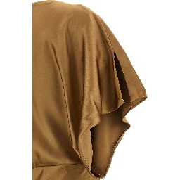 Beige Polyester Long Dress