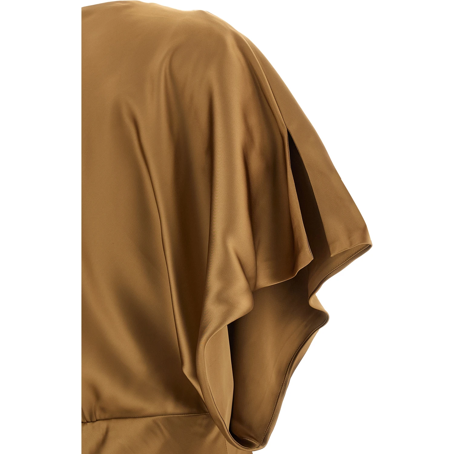 Beige Polyester Long Dress