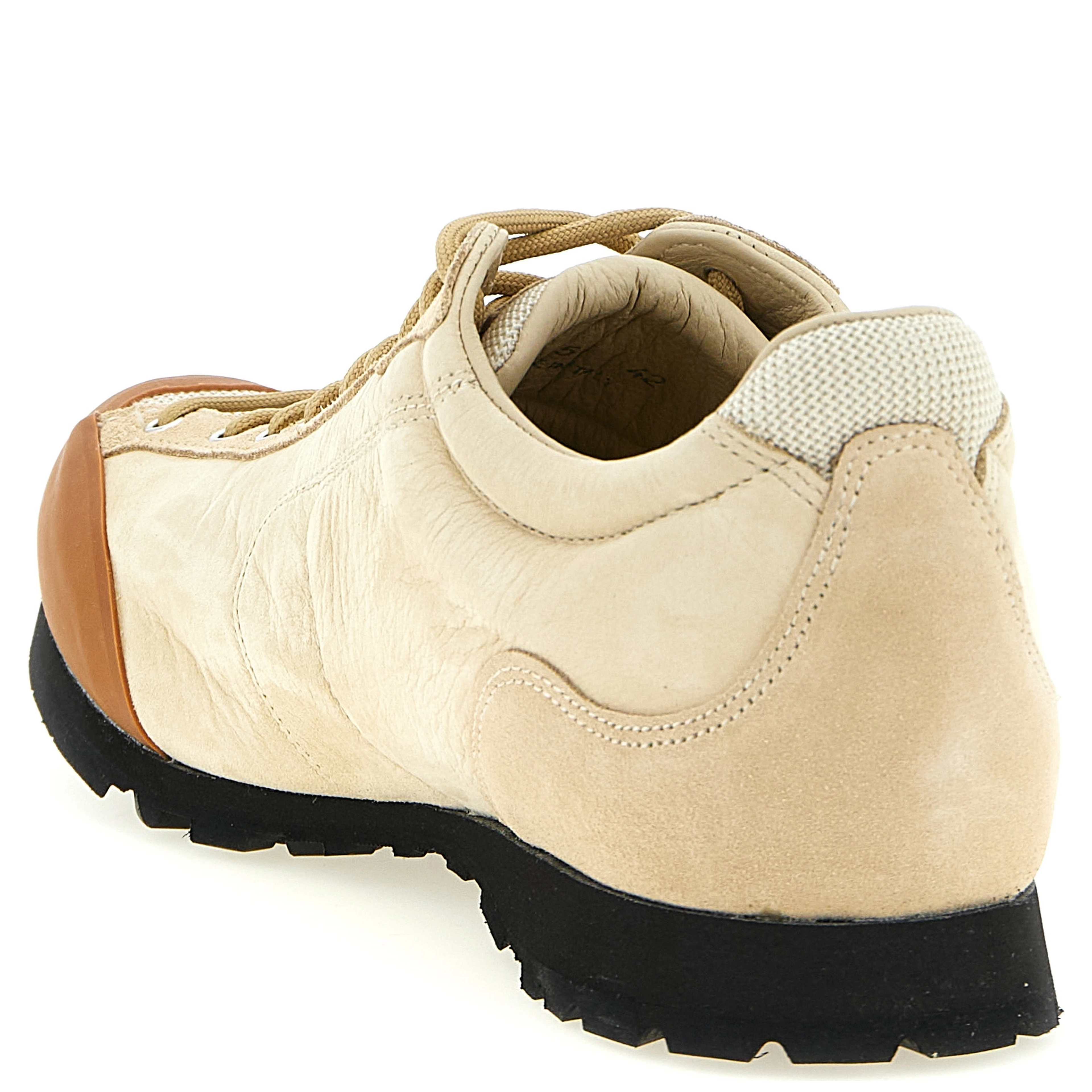 Beige Leather Athletic Sneakers