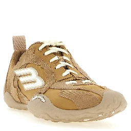 Beige Polyester Athletic Sneakers