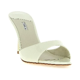 Bicolor Calfskin Stiletto Heel Sandals