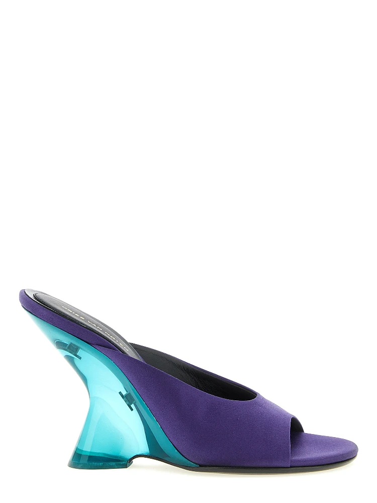 Purple Cotton Wedge Sandals