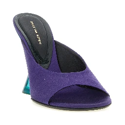 Purple Cotton Wedge Sandals