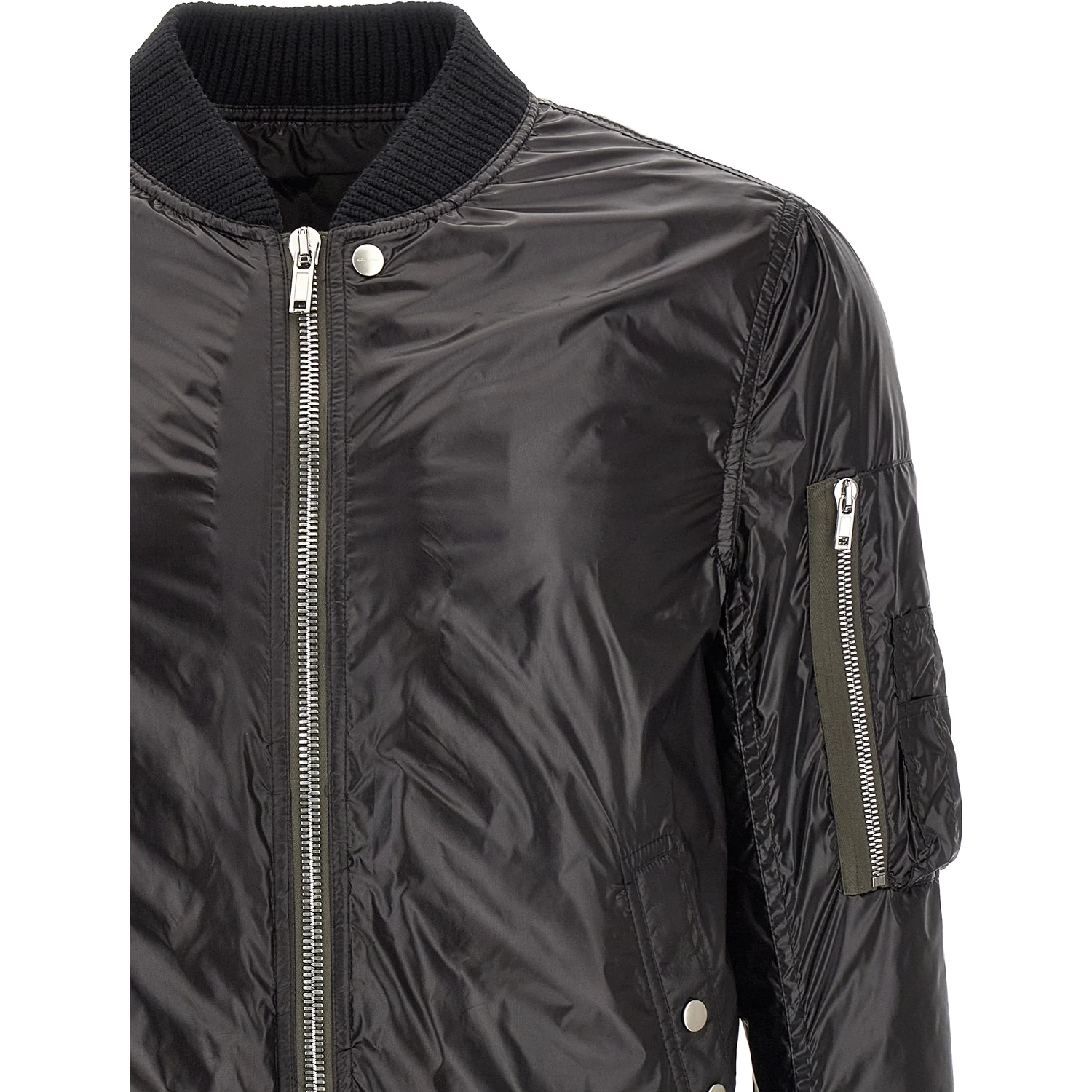 Black Nylon Bomber