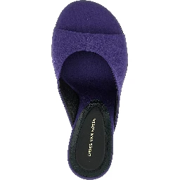 Purple Cotton Wedge Sandals